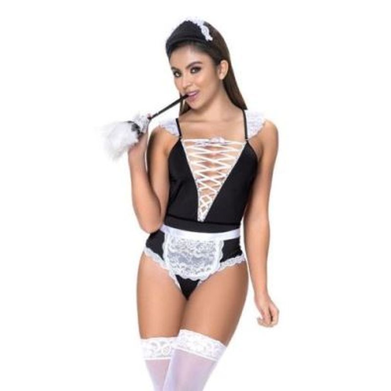 French Maid 3 Pc Set-6414-BLK/WHT-S/M