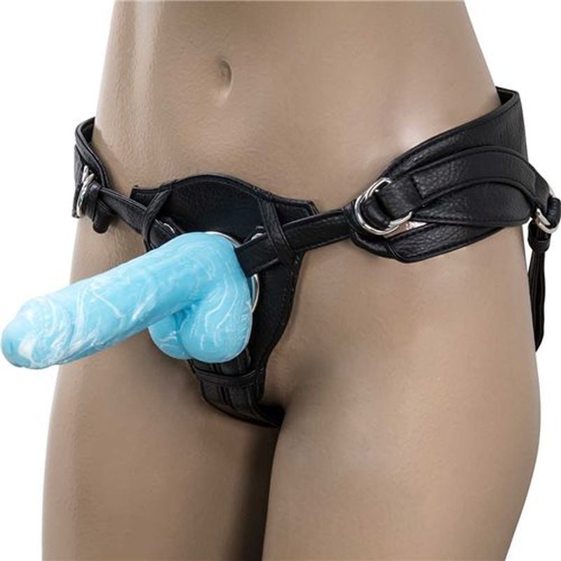 Luke 7.5in Glow in the Dark Dildo w Balls Blue-87519