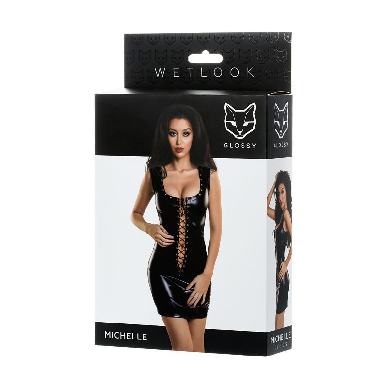 Glossy Wetlook Dress w Studs Michelle-955015-XL