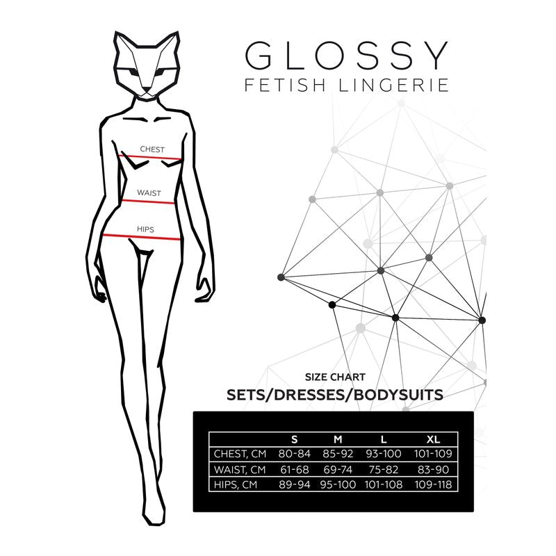 Glossy Wetlook Bodysuit w Zip Alessia-955024-M