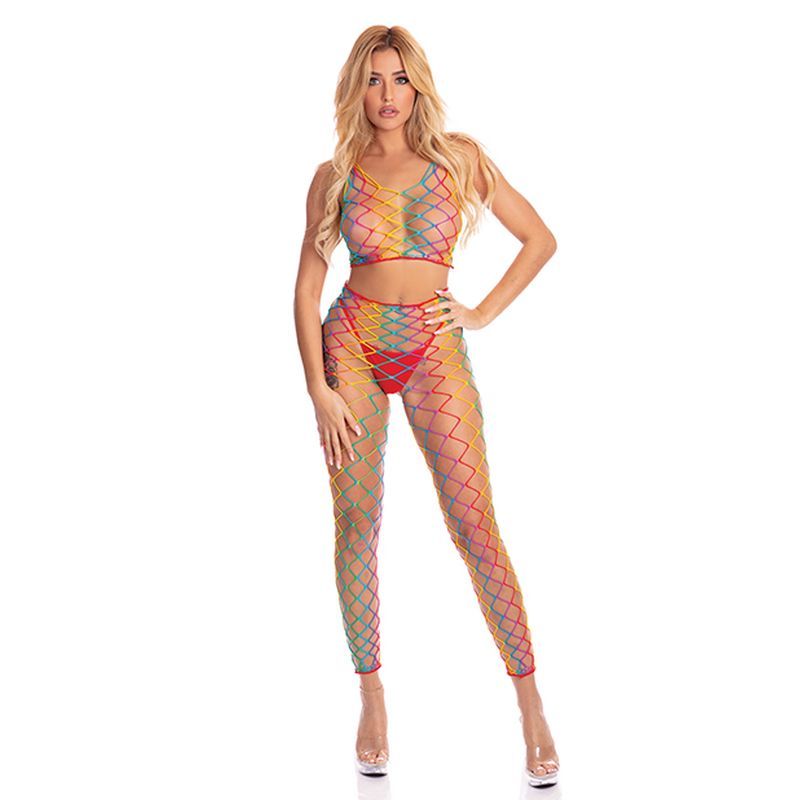 Rainbow 2 Pc Bodystocking-23078-RNBW-O/S