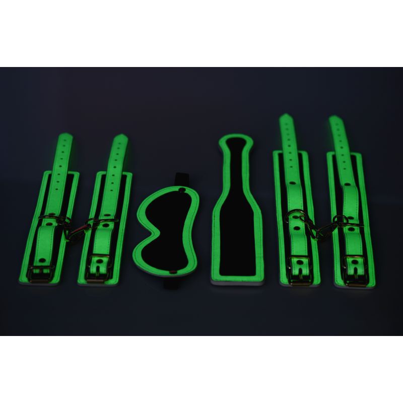 Kink In the Dark Glowing Bondage Set Fluro Green-AG623-GRN