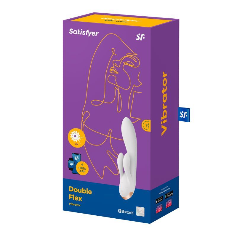 Satisfyer Double Flex App Rabbit Vibrator White-4002620