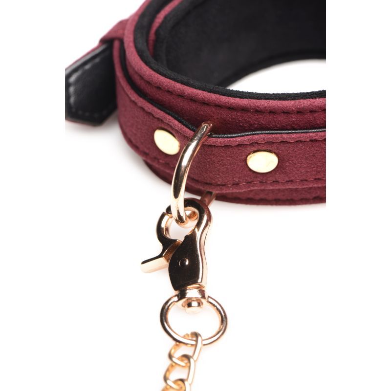 6 Pc Velvet Bondage Set Burgundy-AG882-BUR