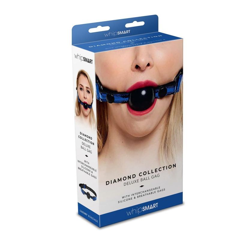 Whip Smart Diamond Deluxe Ball Gag Blue-WS1008-BLU