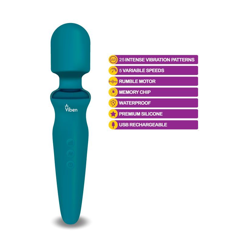 Viben Fierce Rechargeable Wand Massager Ocean-VB-7002-AQUA