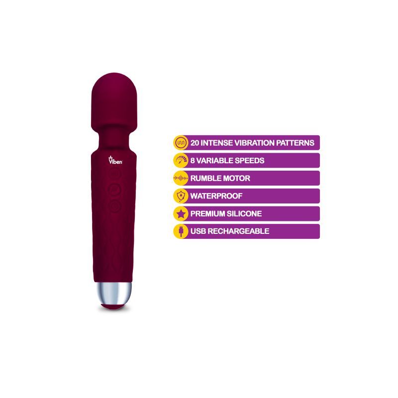 Viben Tempest Rechargeable Wand Massager Ruby-VB-75003-RUBY