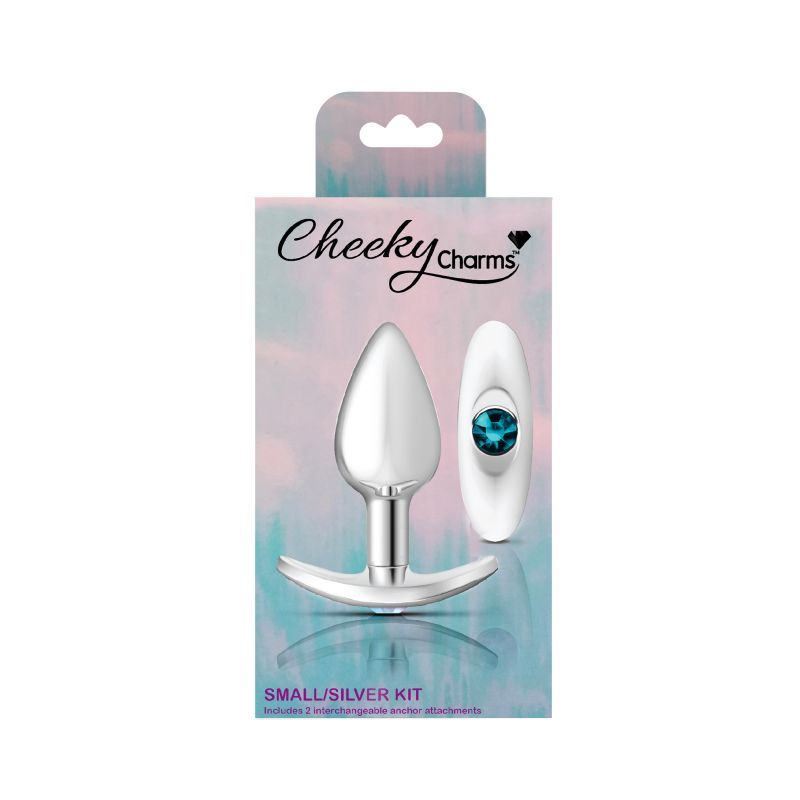 Cheeky Charms Silver Anchor Butt Plug w Clear and Pink Jewel Kit-VB-CC9140-S