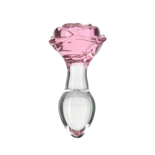 Pillow Talk Rosy Luxurious Glass Anal Plug w Clear Gem-38016
