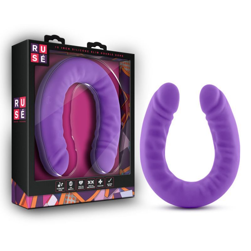 Ruse Silicone Slim 18in Purple Double Dong-BL-32291