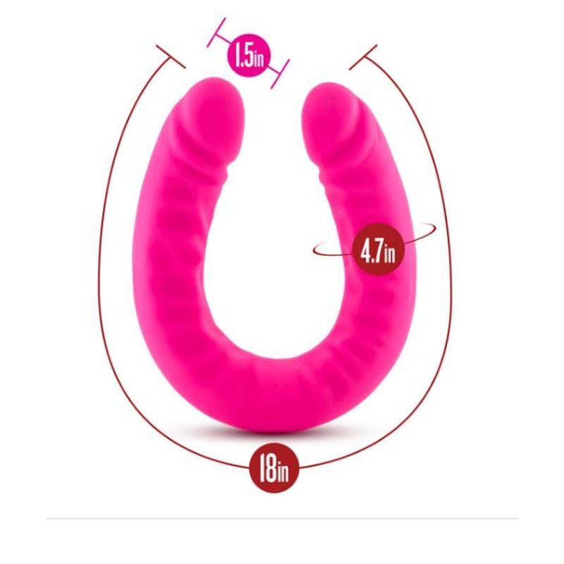 Ruse Silicone Slim 18in Hot Pink Double Dong-BL-32290