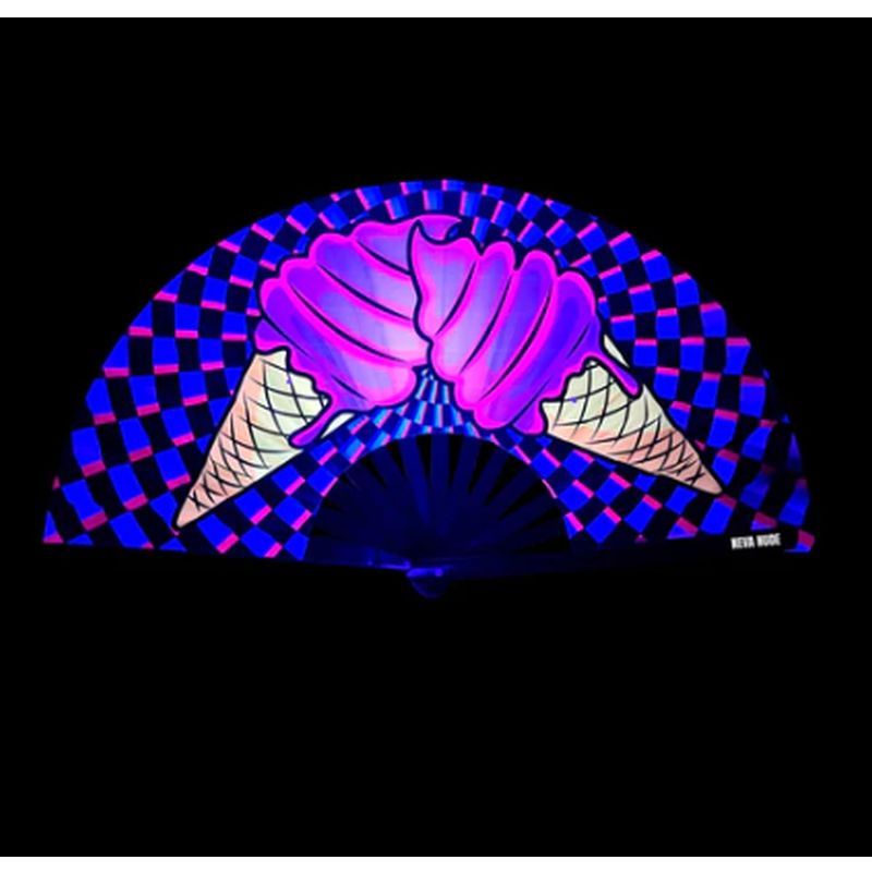 Ice Scream You Scream Blacklight Folding Fan-FAN-IC-02
