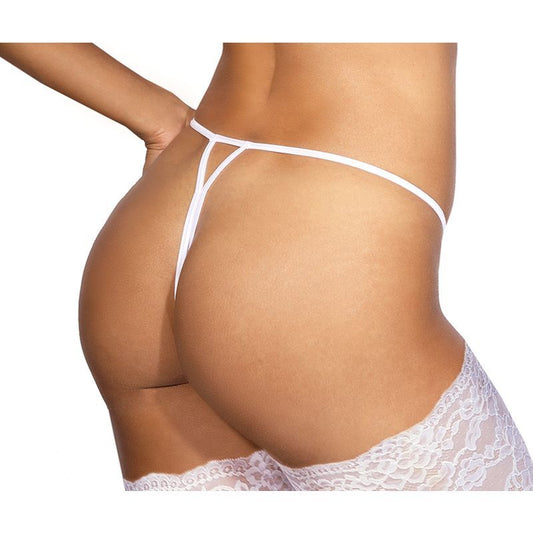 Lace Open Front G-String White-V-9828-WHT-M
