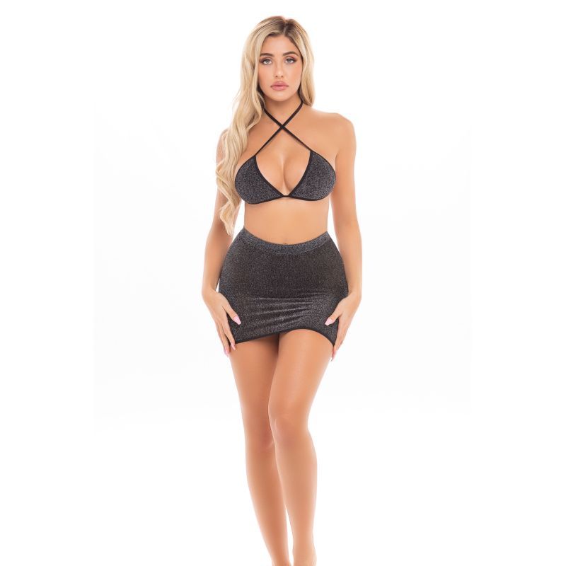 Cherry 2 Pc Skirt Set Black-23089-BLK-O/S