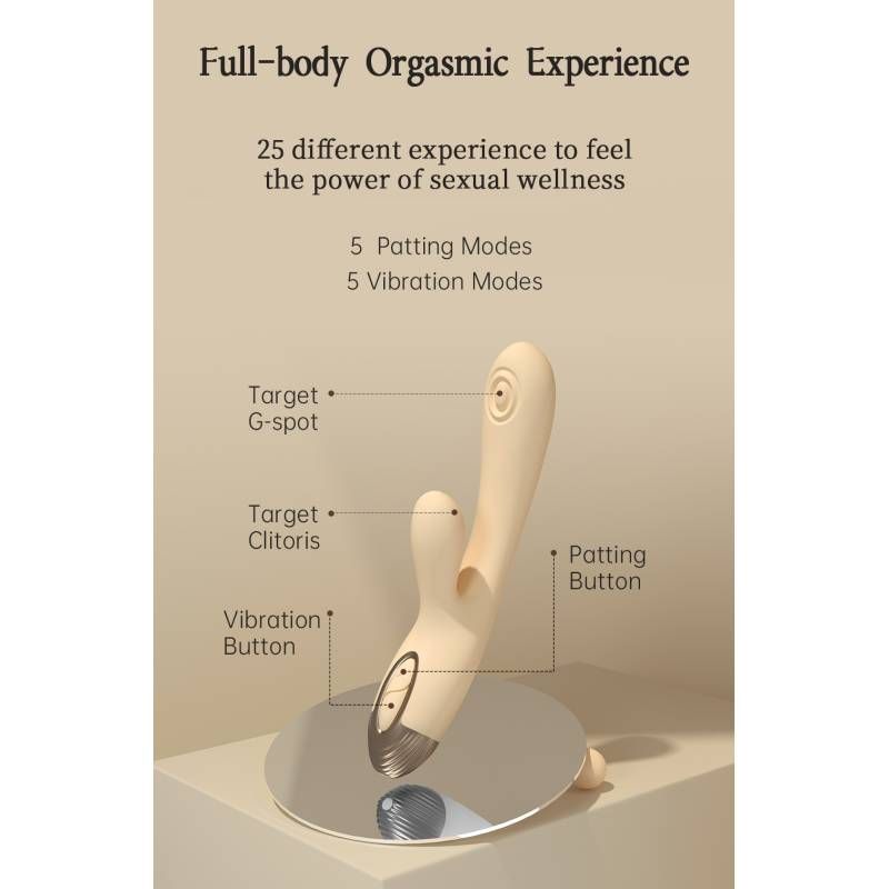 Pada Rabbit and G-Spot Pulsing Vibrator White-V-71
