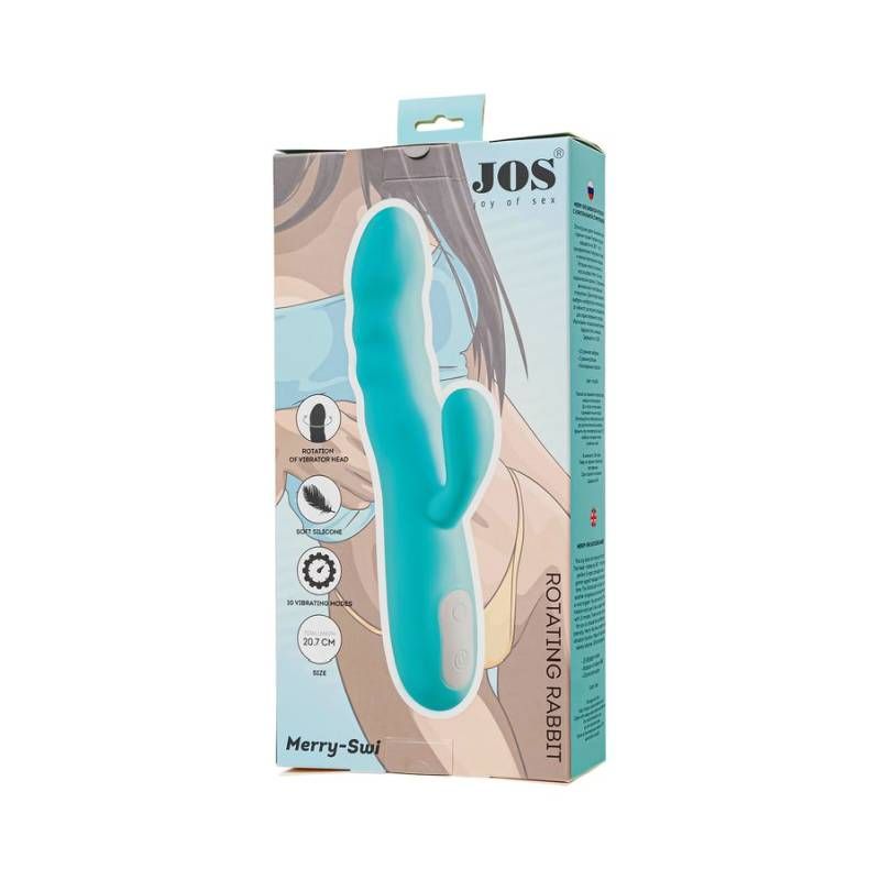 JOS Merry Swirl Rotating Shaft Rabbit Vibrator Blue-783047