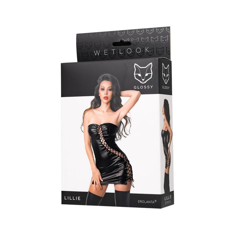 Glossy Lillie Dress-955040-BLK-S