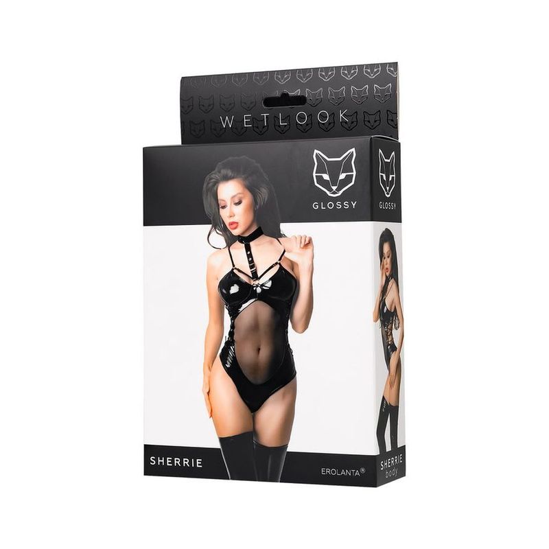 Glossy Sherrie Bodysuit-955045-BLK-S