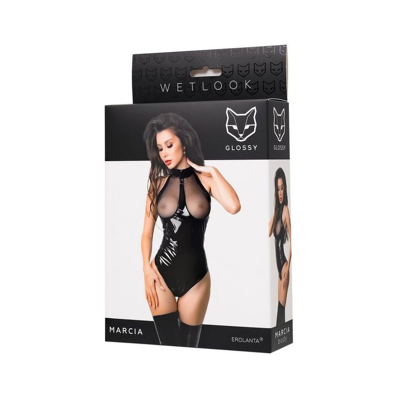 Glossy Marcia Bodysuit-955047-BLK-S