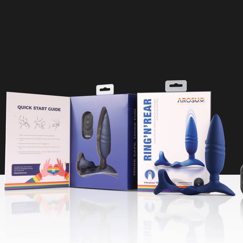 RingnRear Dual Thrusting Anal Probe with Cockring and Remote-ARS-G04002RRN