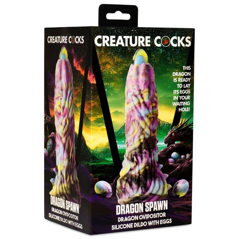 Dragon Spawn Dragon Ovipositor Silicone Dildo with Eggs-AH442