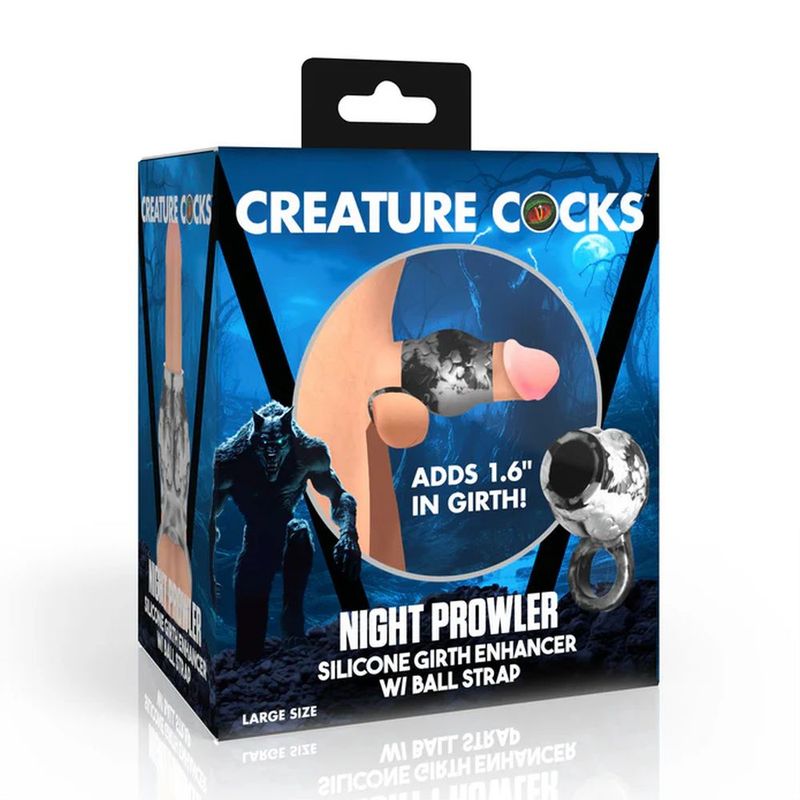 Night Prowler Silicone Penis Sleeve + Ball Stretcher-AH472-L