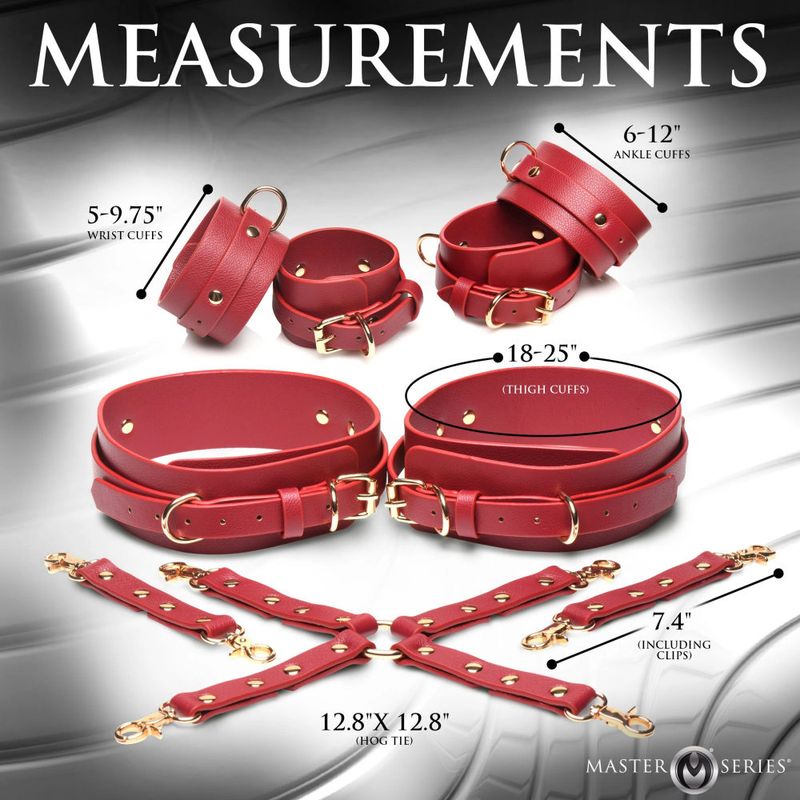 Crimson Captive Thigh Wrist Ankle Hog Tie Restraints-AH539
