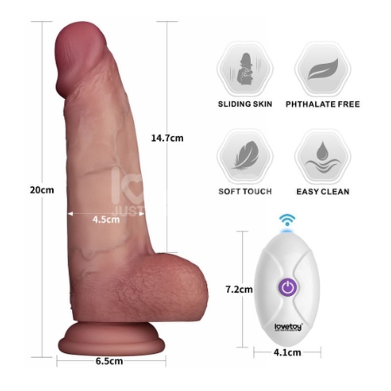 Vibrating Sliding Skin Pro II Silicone Dong 8in-LV417111