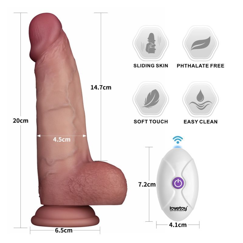 Vibrating Sliding Skin Pro II Silicone Dong 8in-LV417111