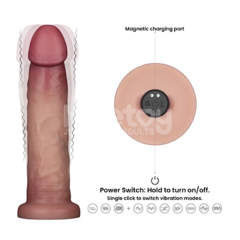 Vibrating Sliding Skin Pro II Silicone Dong 9in-LV417113