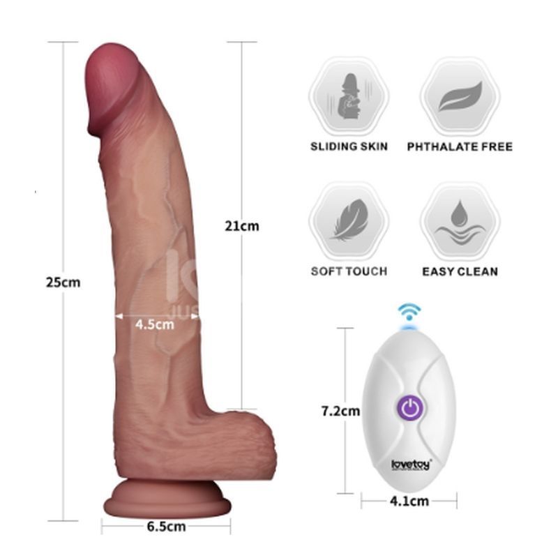 Vibrating Sliding Skin Pro II Silicone Dong 10in-LV417114