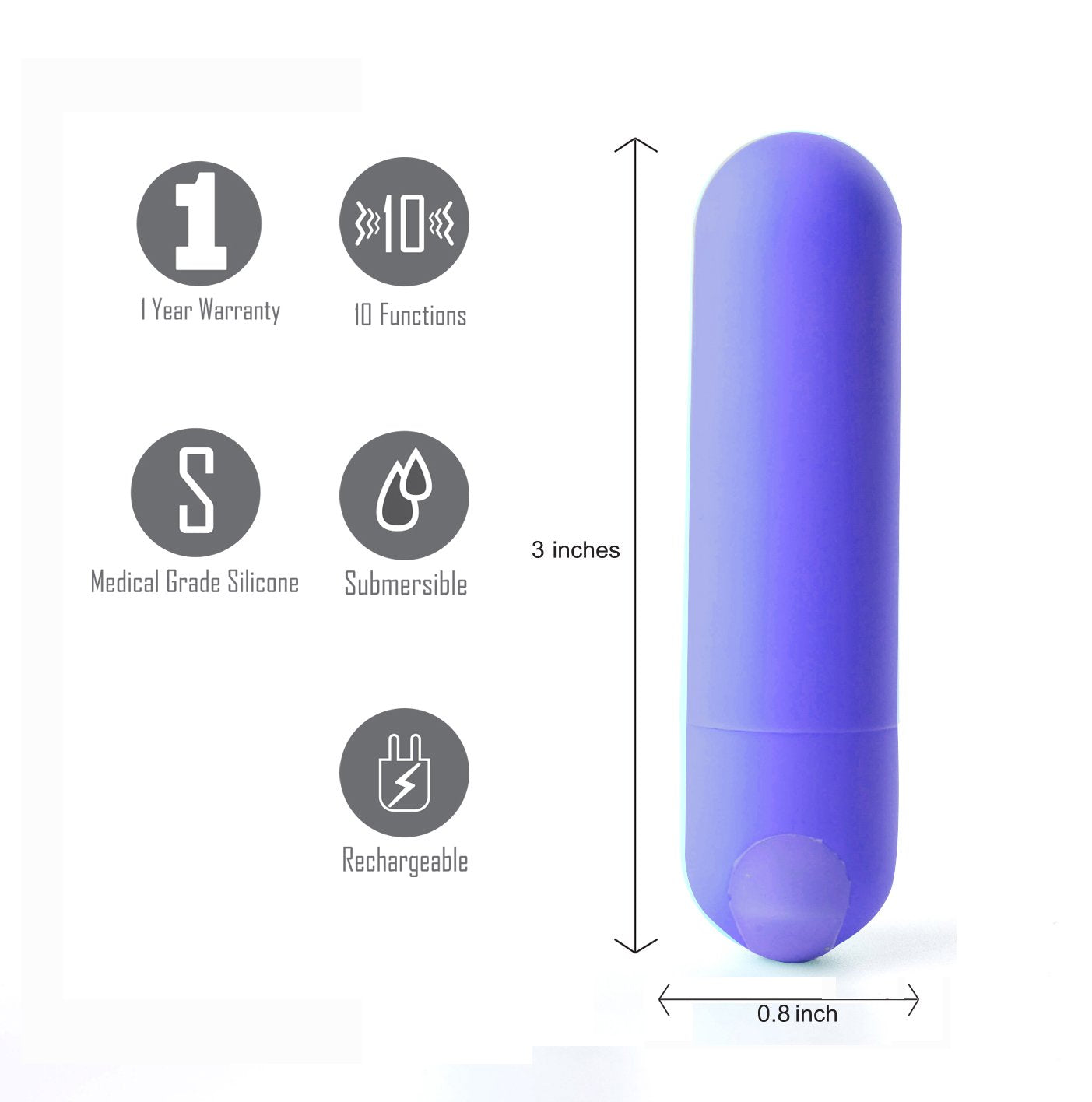 Maia Jessi - Purple 7.6 cm USB Rechargeable Bullet-330-L7