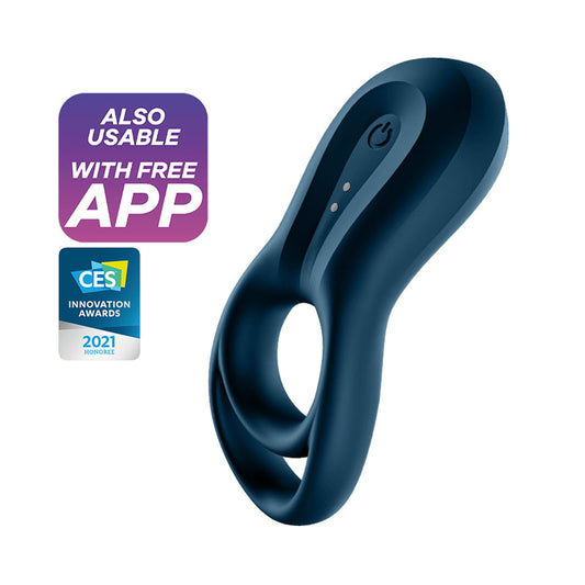 Satisfyer Epic Duo - Navy Blue USB Rechargeable Cock & Balls Ring with App Control-4009940