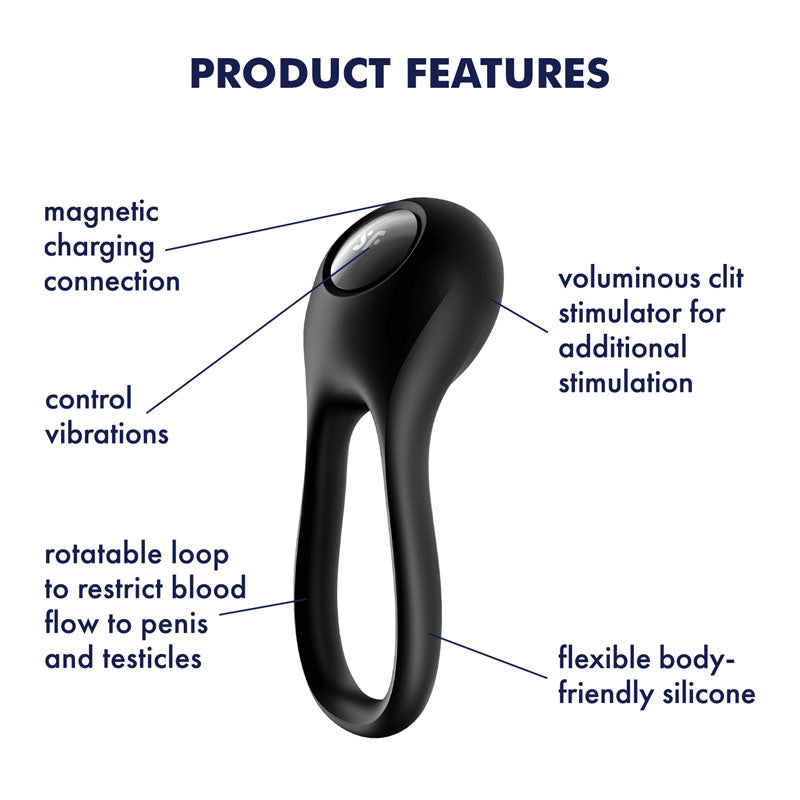 Satisfyer Majestic Duo - Black USB Rechargeable Cock Ring-4009957