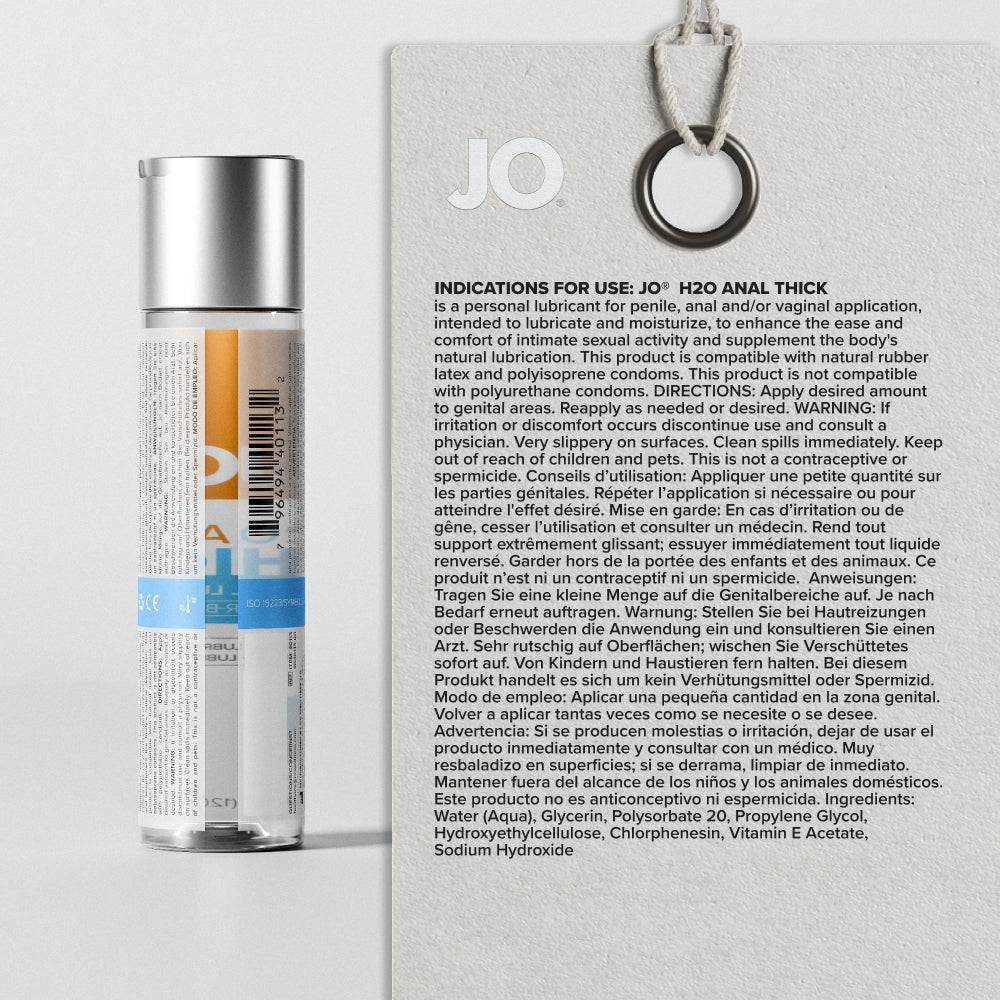 JO H2O Anal Thick Lube - 240 mL - Thick Water Based Anal Lubricant - 240 ml Bottle-40114