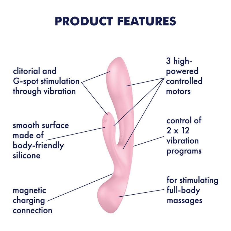 Satisfyer Triple Oh - Pink USB Rechargeable Rabbit Vibrator-4018249