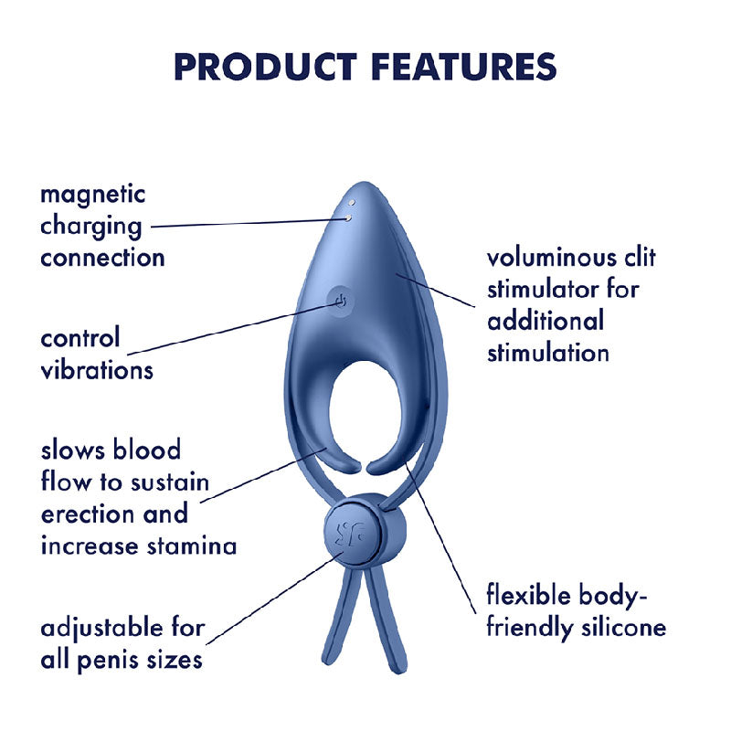 Satisfyer Sniper - Blue - Blue Vibrating Adjustable Lasso Cock Ring-4018393