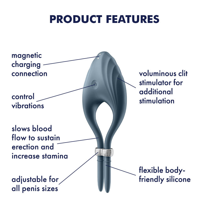 Satisfyer Duelist - Dark Blue Vibrating Adjustable Lasso Cock Ring-4018447