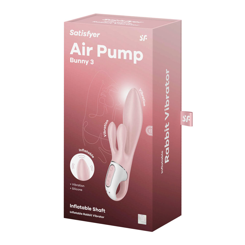Satisfyer Air Pump Bunny 3 - Pink USB Rechargeable Inflatable Rabbit Vibrator-4038582