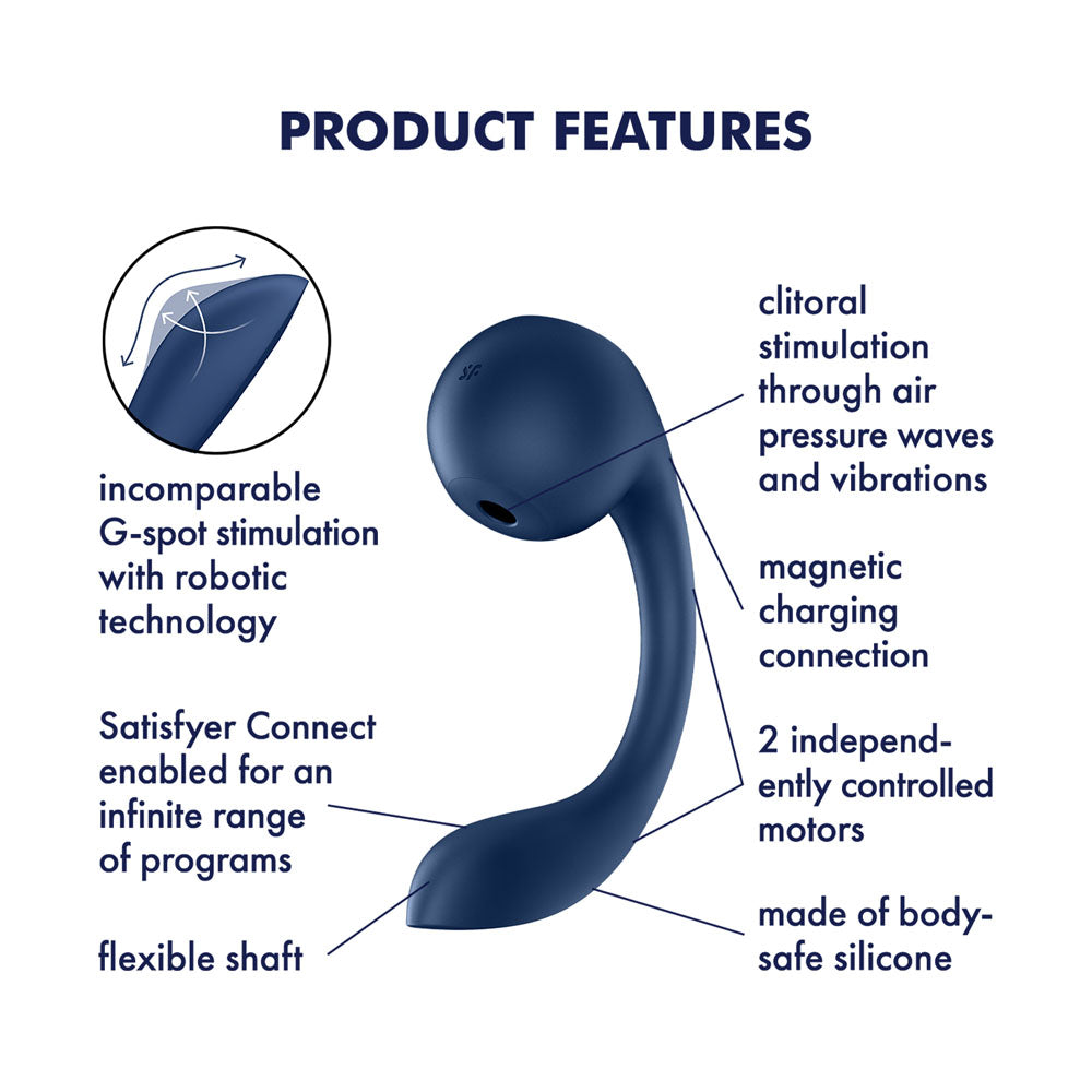 Satisfyer Pro+ Wave 4 - Blue USB Rechargeable Vibrator with Air Pulse Stimulation and App Control-4044163
