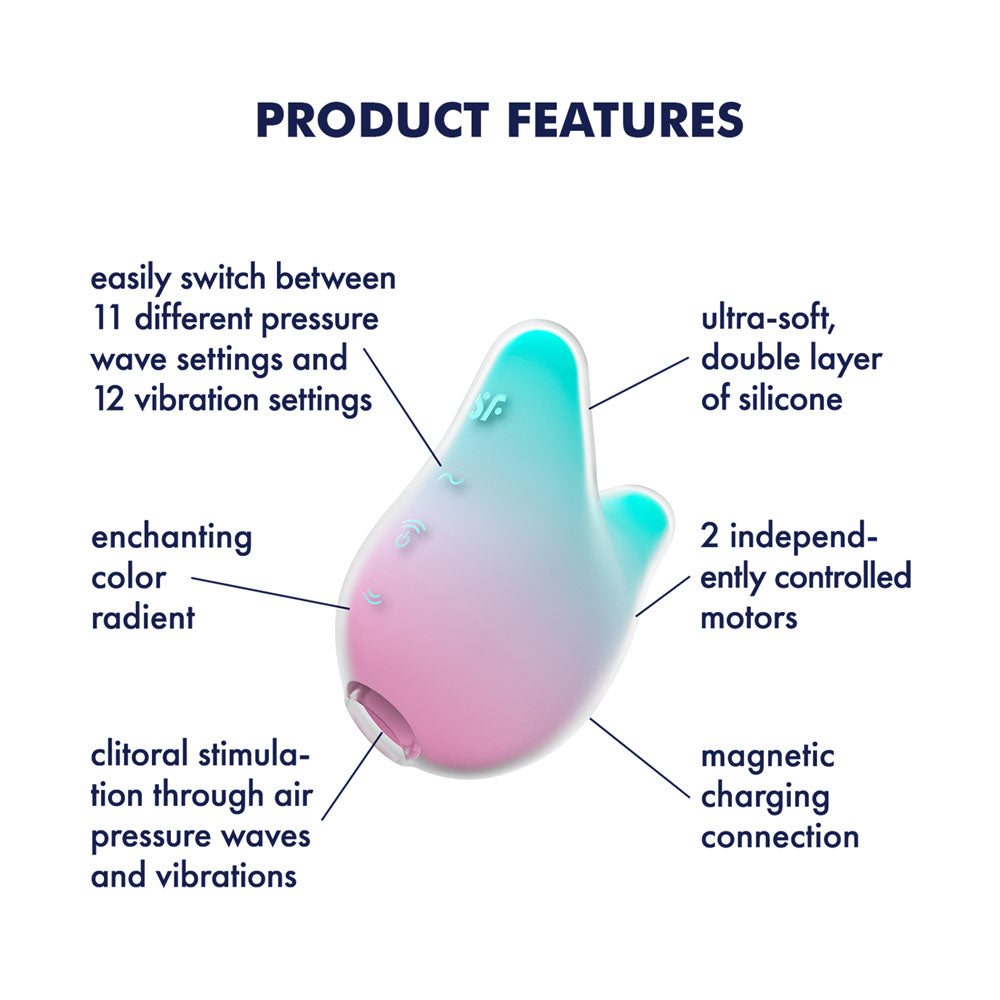 Satisfyer Mermaid Vibes - Mint/Pink - Mint/Pink USB Rechargeable Air Pulse Stimulator-4049748