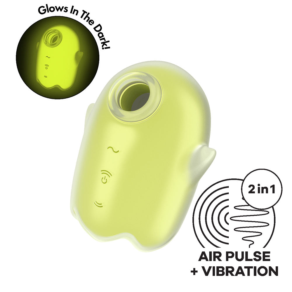 Satisfyer Glowing Ghost - Yellow - Glow in Dark Yellow USB Rechargeable Air Pulse Stimulator-4060064