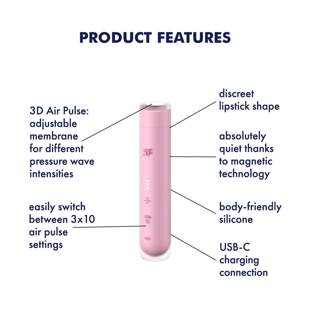 Satisfyer First Kiss - Pink USB Rechargeable Air Pulse Stimulator-4078465
