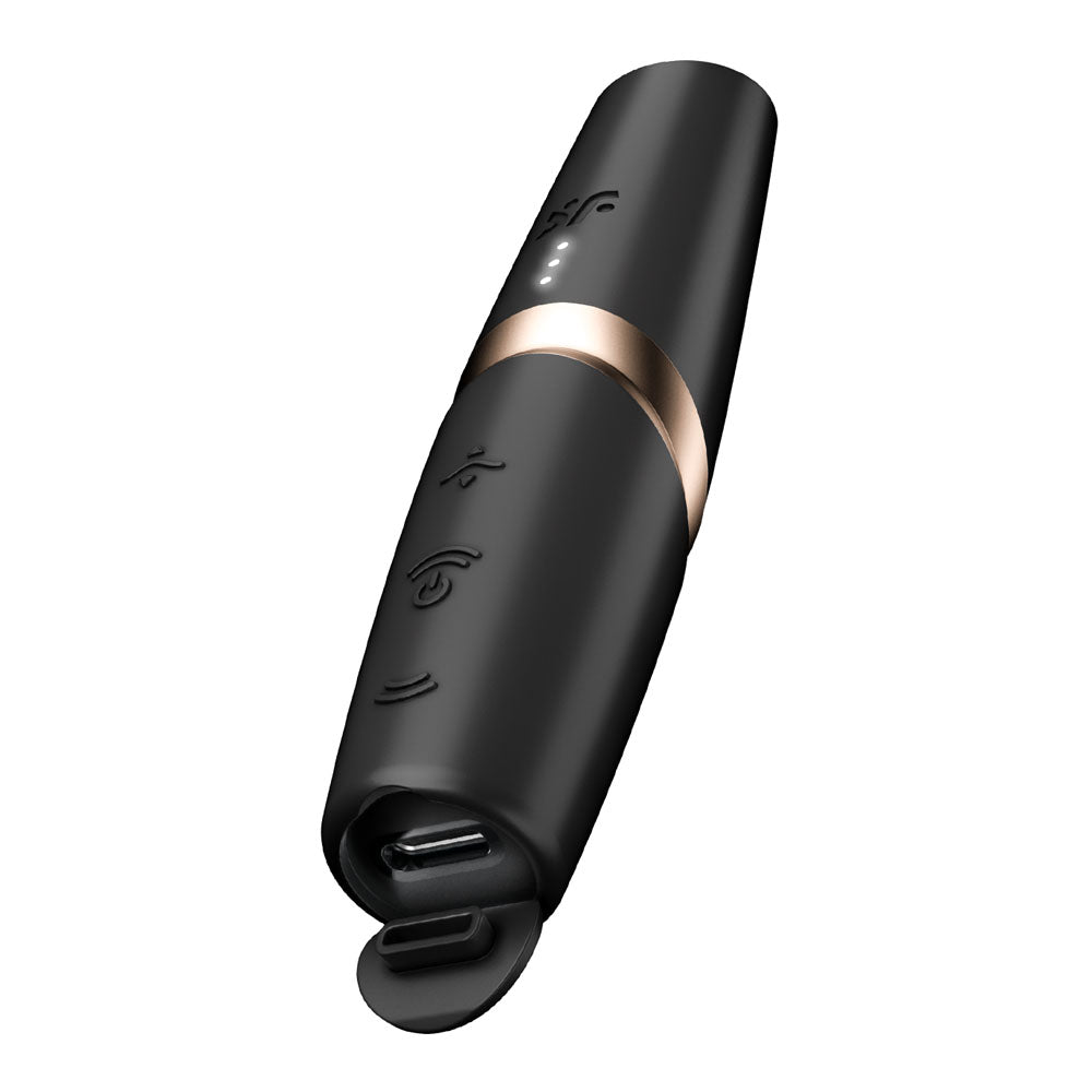 Satisfyer Perfect Kiss - Black USB Rechargeable Air Pulse Stimulator-4078496