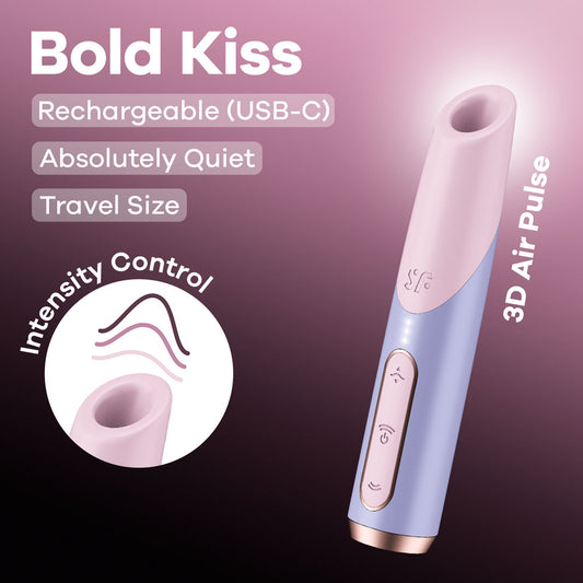 Satisfyer Bold Kiss - Purple USB Rechargeable Air Pulse Stimulator-4078533