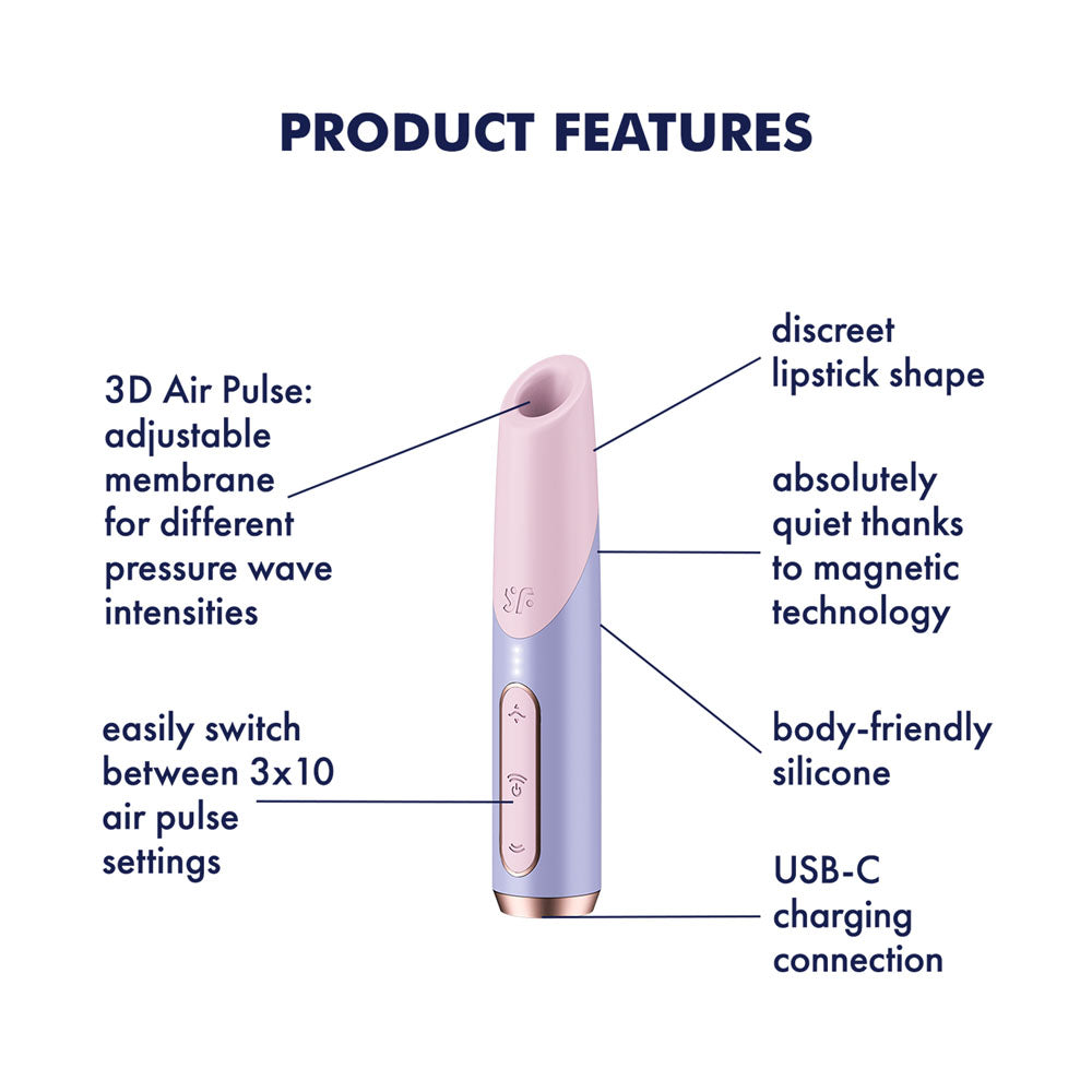 Satisfyer Bold Kiss - Purple USB Rechargeable Air Pulse Stimulator-4078533