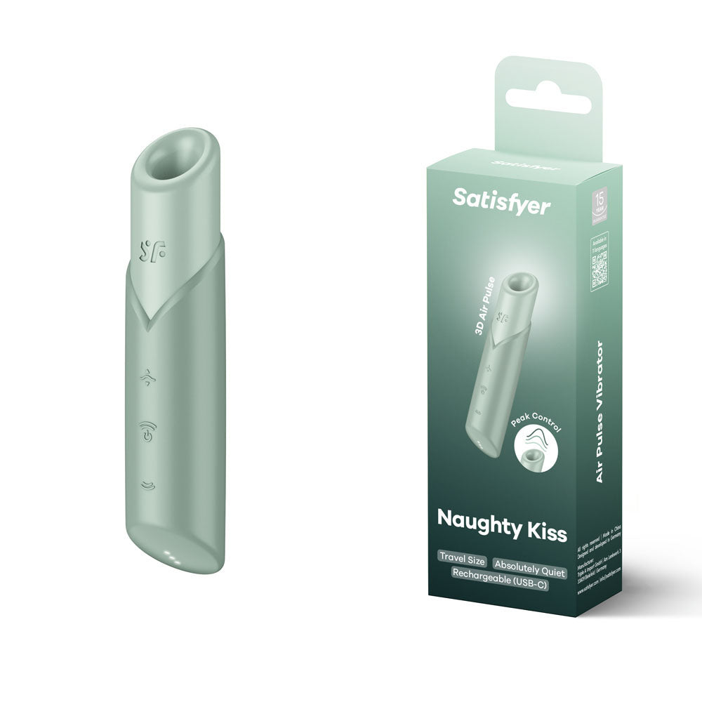 Satisfyer Naughty Kiss - Mint Green USB Rechargeable Air Pulse Stimulator-4078557