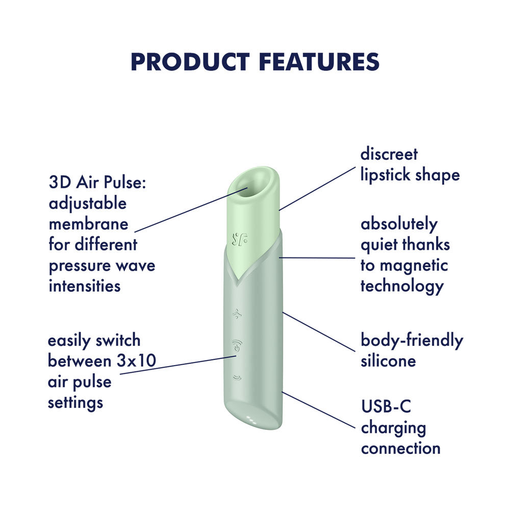 Satisfyer Naughty Kiss - Mint Green USB Rechargeable Air Pulse Stimulator-4078557