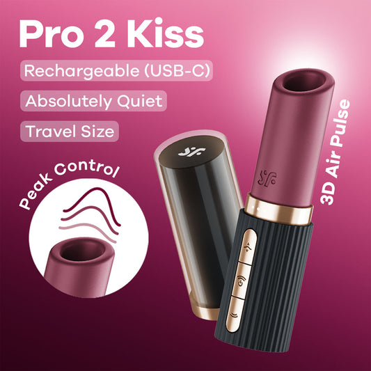 Satisfyer Pro 2 Kiss - Red/Black USB Rechargeable Air Pulse Stimulator-4078601