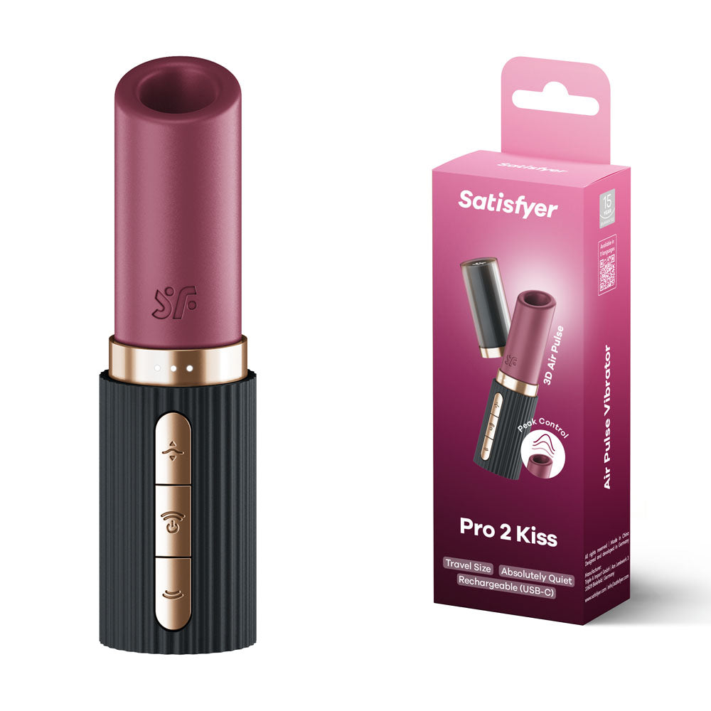 Satisfyer Pro 2 Kiss - Red/Black USB Rechargeable Air Pulse Stimulator-4078601